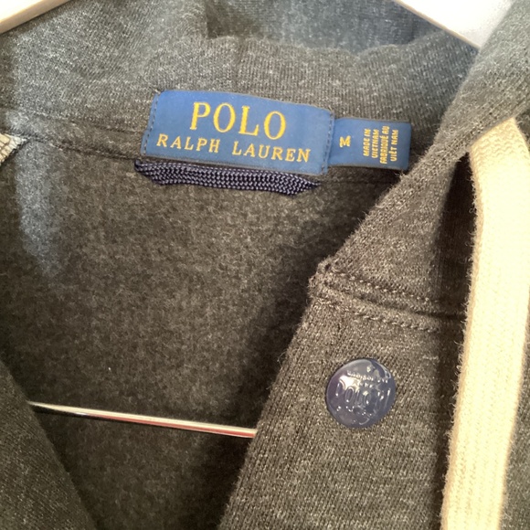 Polo Ralph Lauren Fleece Hooded Baseball Varsity Jacket Grey  Mens  size M - Picture 2 of 9